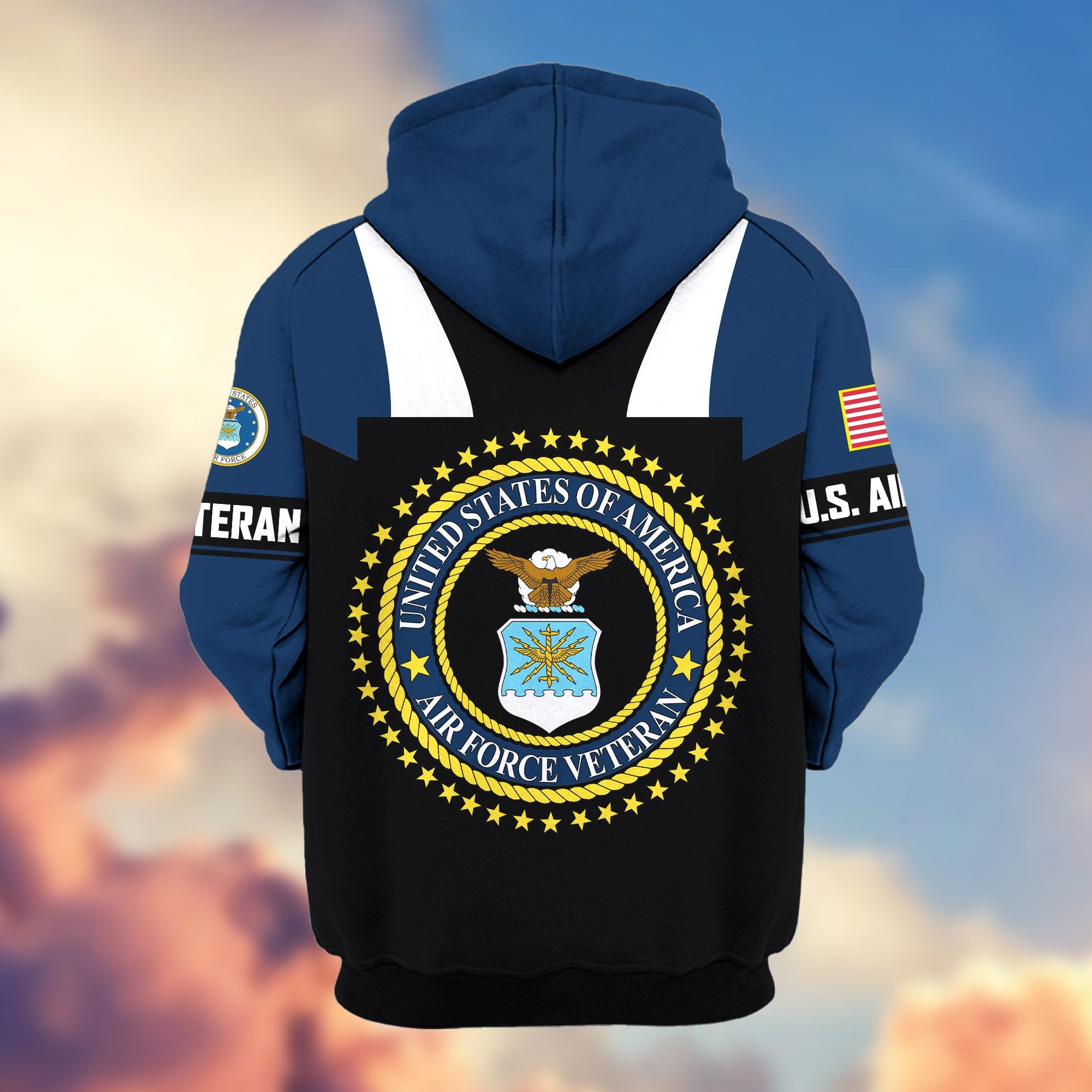 Premium US Veterans Zip Hoodie, Gifts For US Veterans, Gifts On Father's Day, Veterans Day.