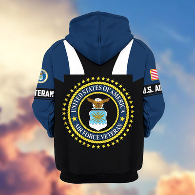 Premium US Veterans Zip Hoodie, Gifts For US Veterans, Gifts On Father's Day, Veterans Day.