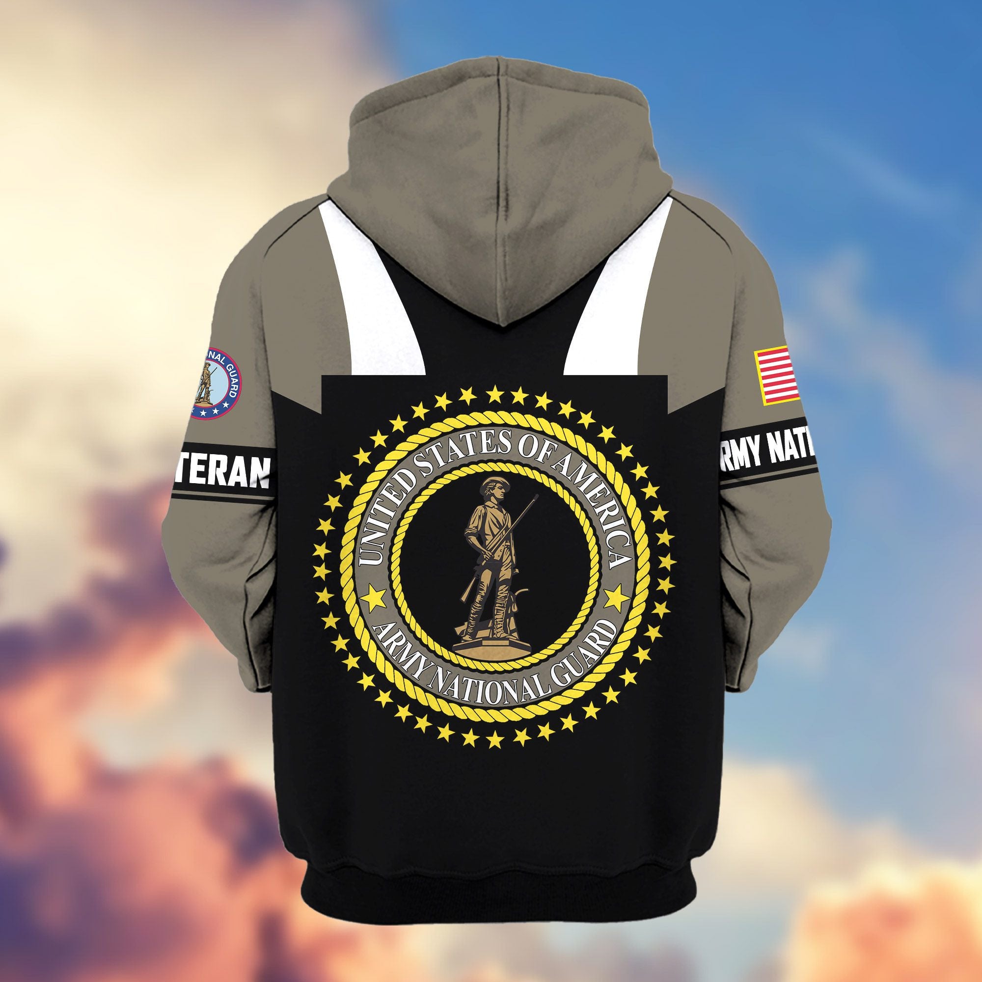 Premium US Veterans Zip Hoodie, Gifts For US Veterans, Gifts On Father's Day, Veterans Day.