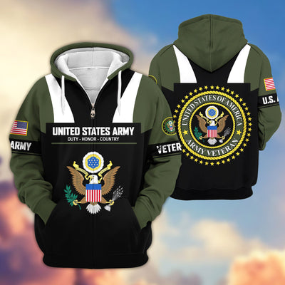 Premium US Veterans Zip Hoodie, Gifts For US Veterans, Gifts On Father's Day, Veterans Day.