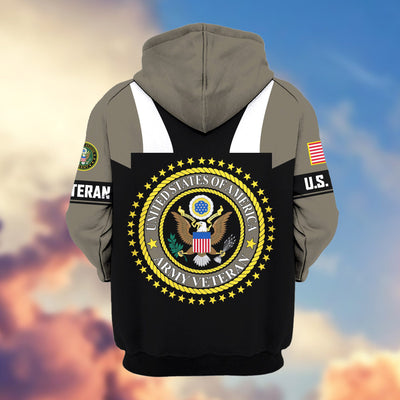 Premium US Veterans Zip Hoodie, Gifts For US Veterans, Gifts On Father's Day, Veterans Day.