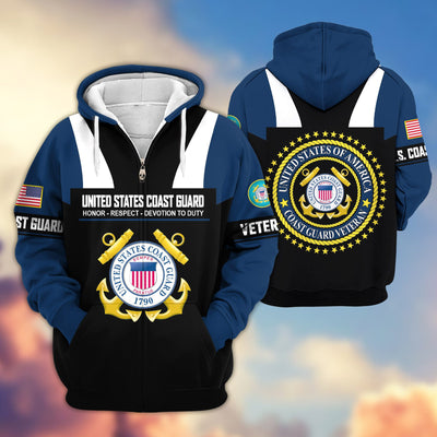 Premium US Veterans Zip Hoodie, Gifts For US Veterans, Gifts On Father's Day, Veterans Day.