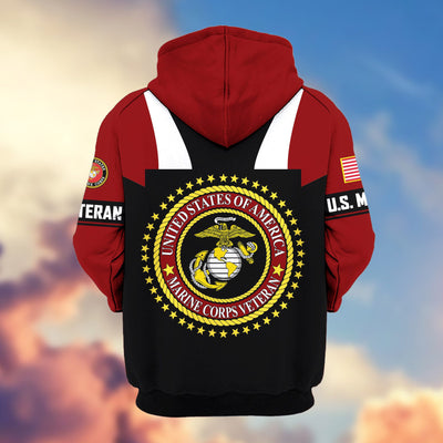 Premium US Veterans Zip Hoodie, Gifts For US Veterans, Gifts On Father's Day, Veterans Day.