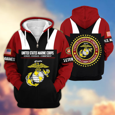 Premium US Veterans Zip Hoodie, Gifts For US Veterans, Gifts On Father's Day, Veterans Day.