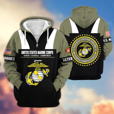 Premium US Veterans Zip Hoodie, Gifts For US Veterans, Gifts On Father's Day, Veterans Day.