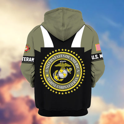 Premium US Veterans Zip Hoodie, Gifts For US Veterans, Gifts On Father's Day, Veterans Day.