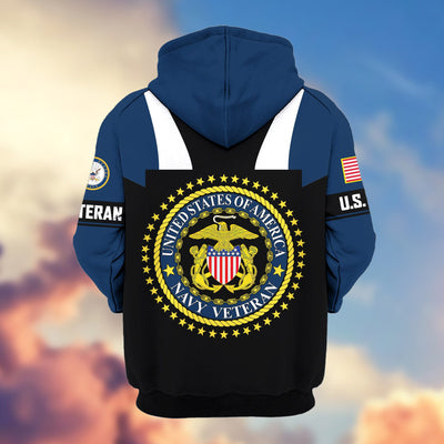 Premium US Veterans Zip Hoodie, Gifts For US Veterans, Gifts On Father's Day, Veterans Day.