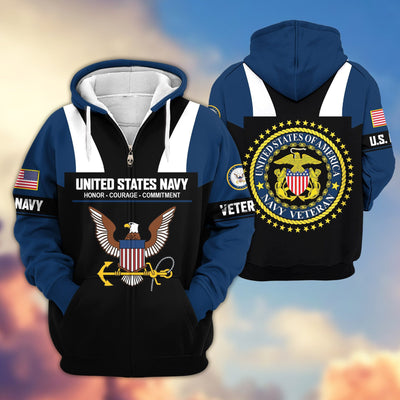 Premium US Veterans Zip Hoodie, Gifts For US Veterans, Gifts On Father's Day, Veterans Day.