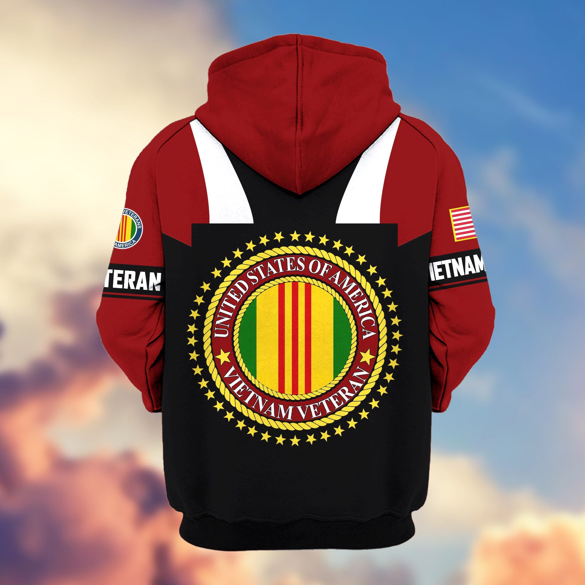 Premium US Veterans Zip Hoodie, Gifts For US Veterans, Gifts On Father's Day, Veterans Day.