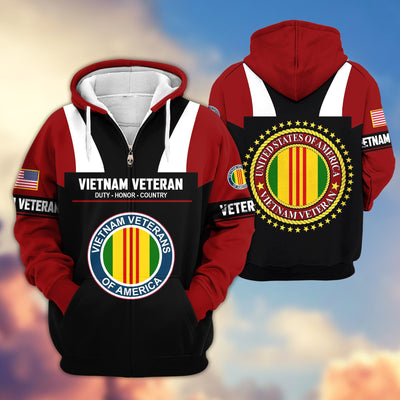 Premium US Veterans Zip Hoodie, Gifts For US Veterans, Gifts On Father's Day, Veterans Day.