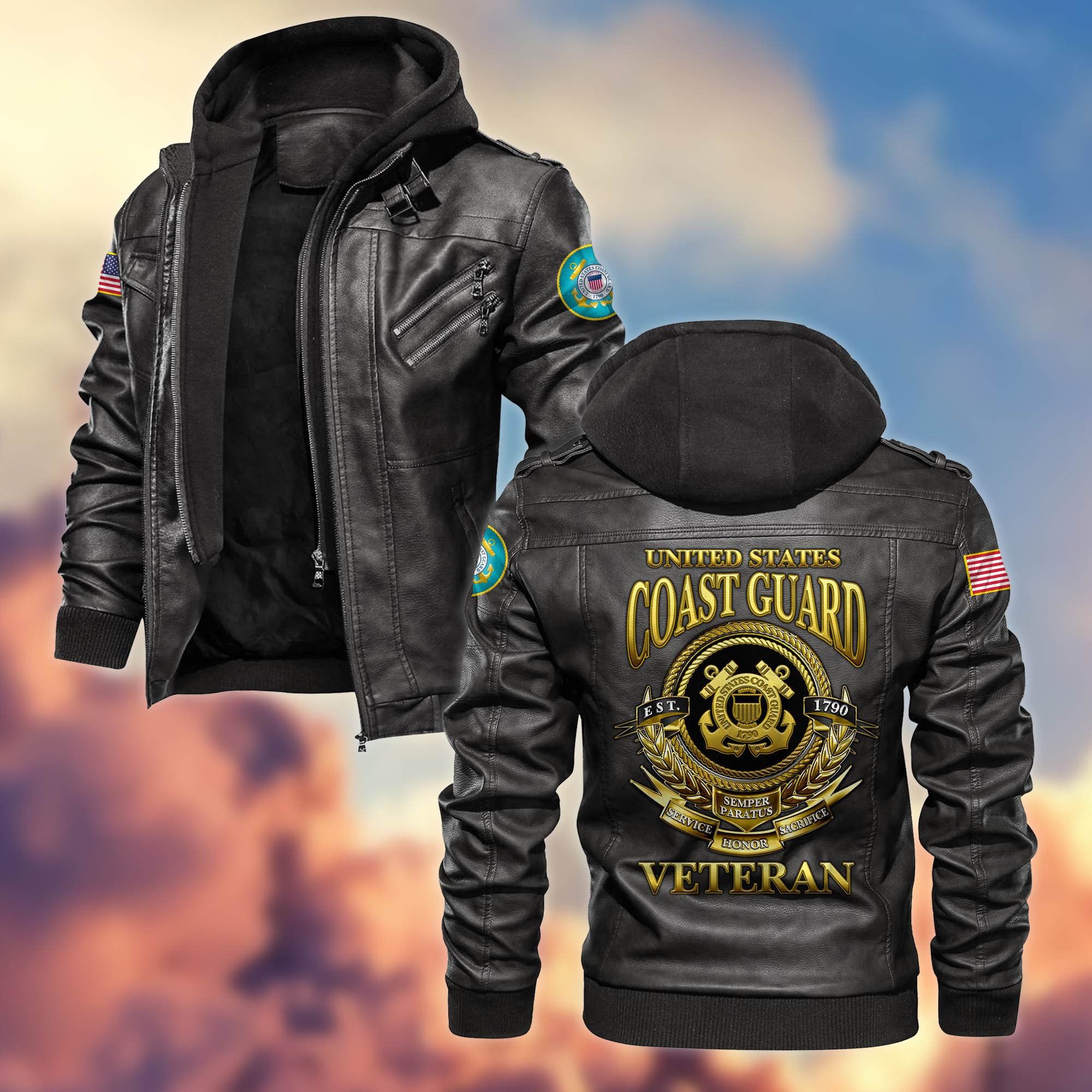 Premium US Veterans Leather Jacket, Gifts For US Veterans, Gifts For US Veterans, Gifts On Father's Day, Veterans Day