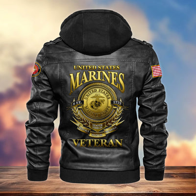 Premium US Veterans Leather Jacket, Gifts For US Veterans, Gifts For US Veterans, Gifts On Father's Day, Veterans Day