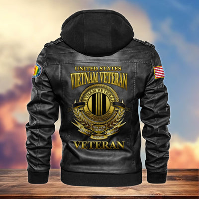 Premium US Veterans Leather Jacket, Gifts For US Veterans, Gifts For US Veterans, Gifts On Father's Day, Veterans Day