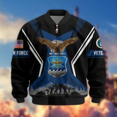 Premium US Veterans Bomber Jacket, Gifts For US Veterans, Gifts On Father's Day, Veterans Day.