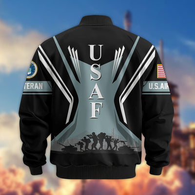 Premium US Veterans Bomber Jacket, Gifts For US Veterans, Gifts On Father's Day, Veterans Day.
