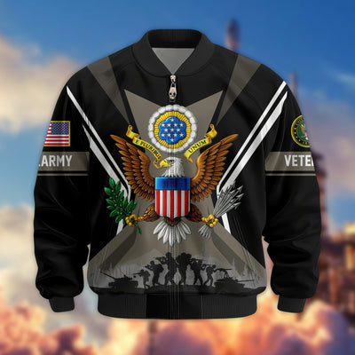 Premium US Veterans Bomber Jacket, Gifts For US Veterans, Gifts On Father's Day, Veterans Day.
