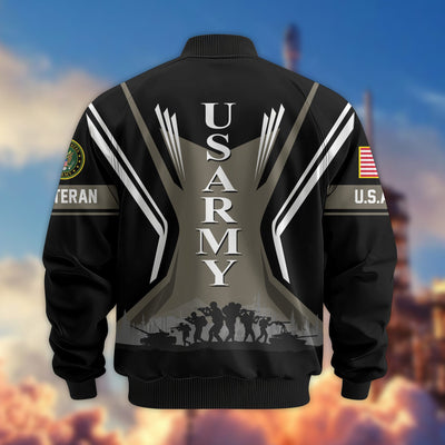 Premium US Veterans Bomber Jacket, Gifts For US Veterans, Gifts On Father's Day, Veterans Day.