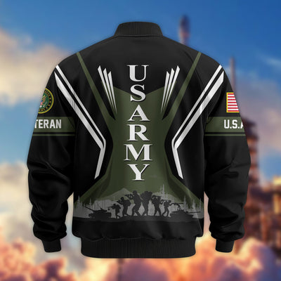 Premium US Veterans Bomber Jacket, Gifts For US Veterans, Gifts On Father's Day, Veterans Day.
