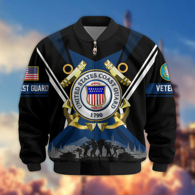 Premium US Veterans Bomber Jacket, Gifts For US Veterans, Gifts On Father's Day, Veterans Day.