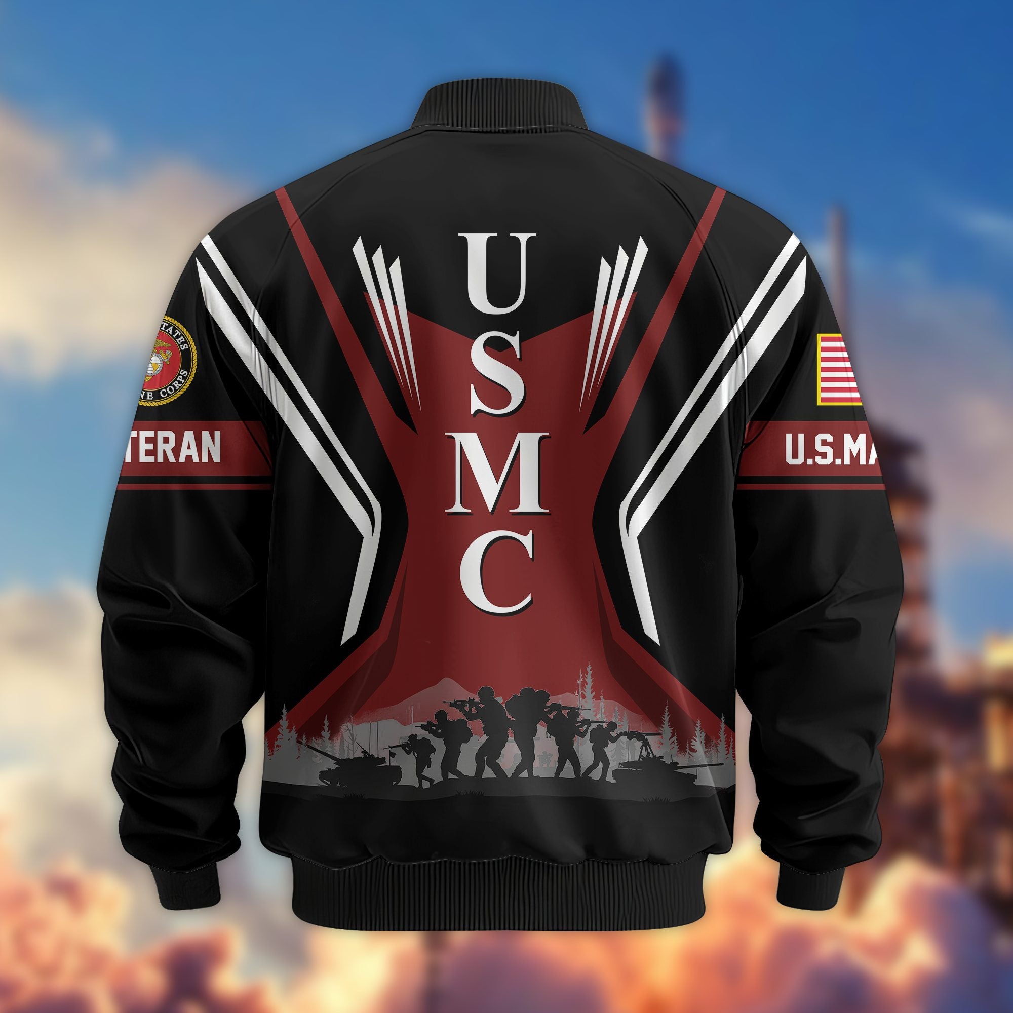Premium US Veterans Bomber Jacket, Gifts For US Veterans, Gifts On Father's Day, Veterans Day.