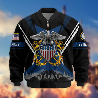 Premium US Veterans Bomber Jacket, Gifts For US Veterans, Gifts On Father's Day, Veterans Day.