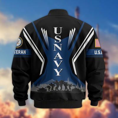 Premium US Veterans Bomber Jacket, Gifts For US Veterans, Gifts On Father's Day, Veterans Day.