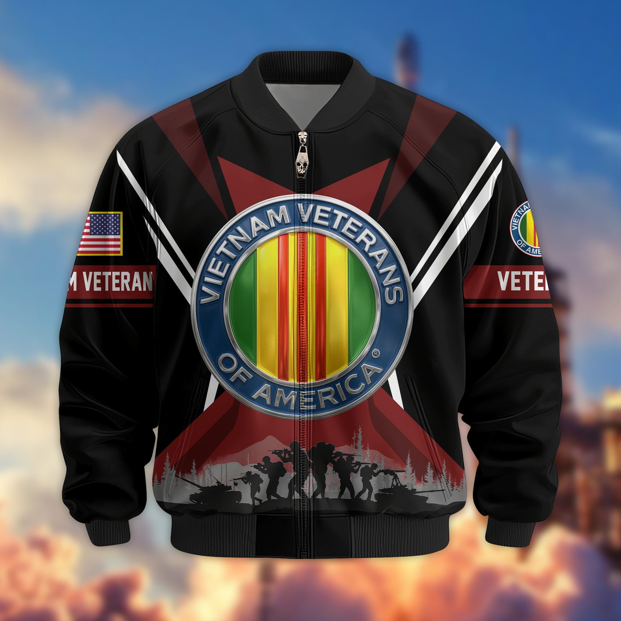 Premium US Veterans Bomber Jacket, Gifts For US Veterans, Gifts On Father's Day, Veterans Day.