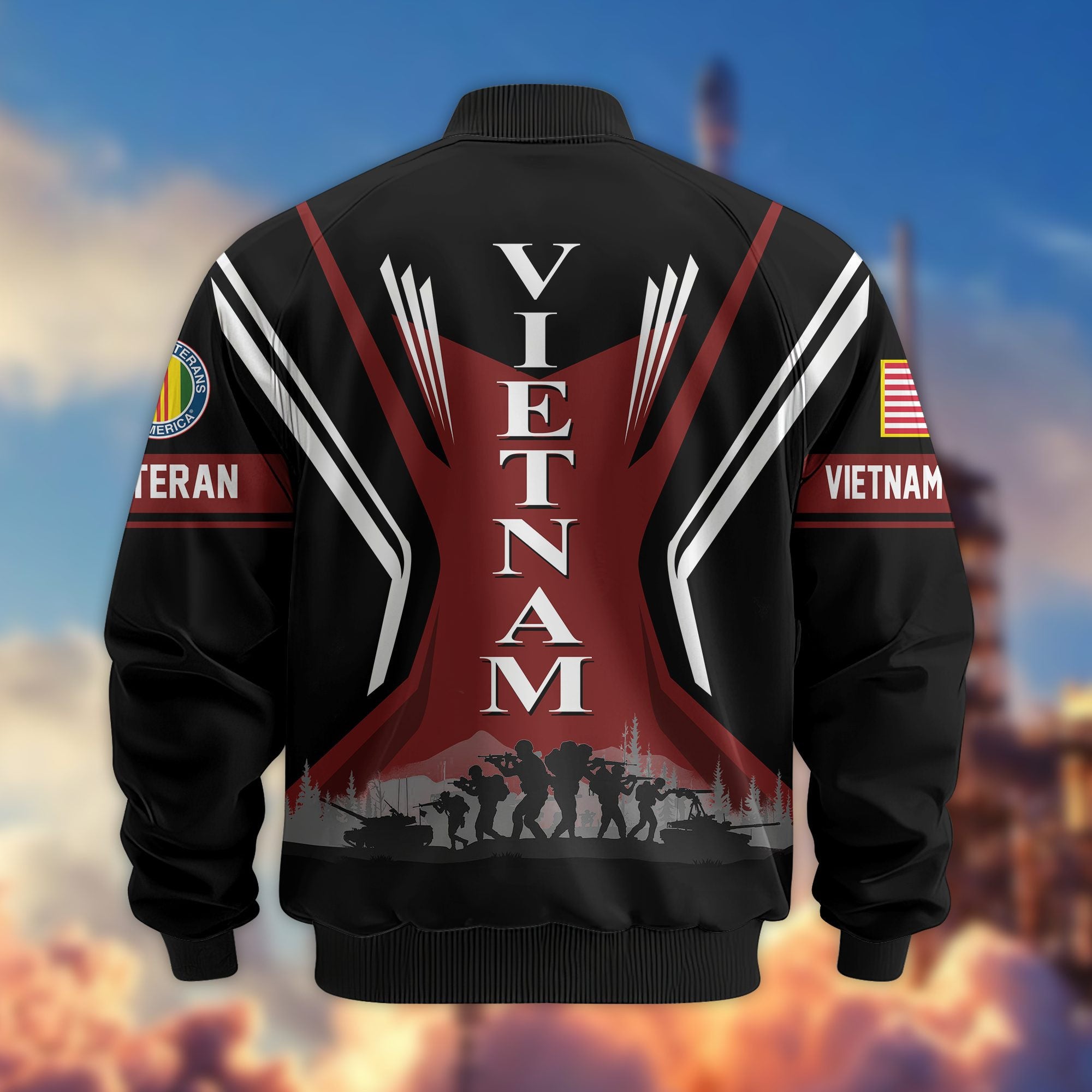 Premium US Veterans Bomber Jacket, Gifts For US Veterans, Gifts On Father's Day, Veterans Day.