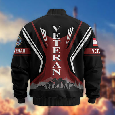 Premium US Veterans Bomber Jacket, Gifts For US Veterans, Gifts On Father's Day, Veterans Day.