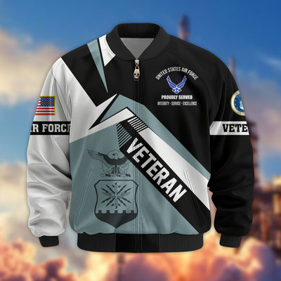 Premium US Veterans Bomber Jacket, Gifts For US Veterans, Gifts On Father's Day, Veterans Day.
