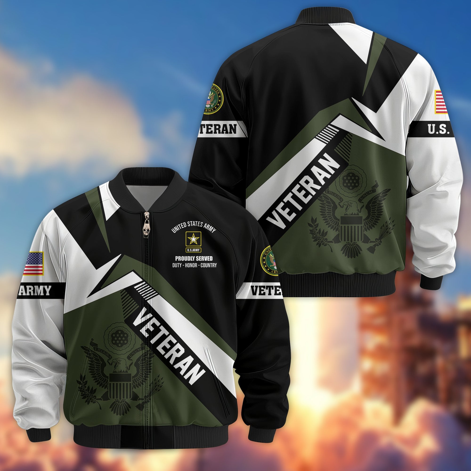 Premium US Veterans Bomber Jacket, Gifts For US Veterans, Gifts On Father's Day, Veterans Day.