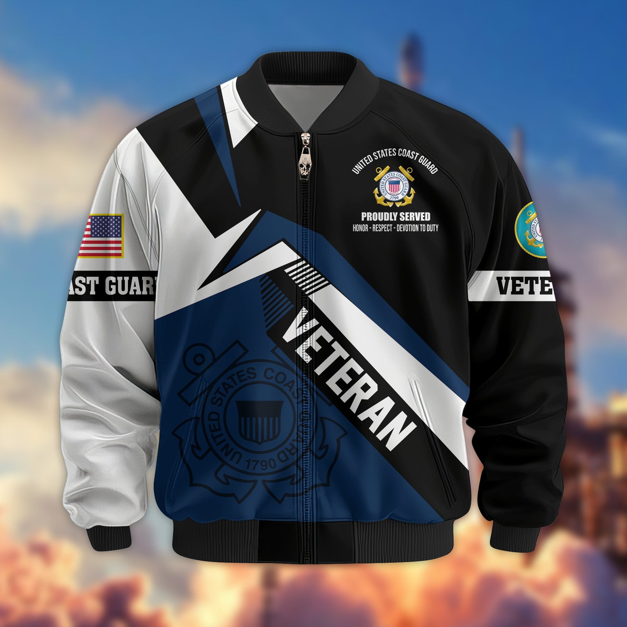 Premium US Veterans Bomber Jacket, Gifts For US Veterans, Gifts On Father's Day, Veterans Day.