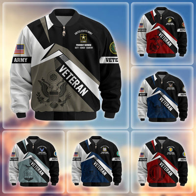 Premium US Veterans Bomber Jacket, Gifts For US Veterans, Gifts On Father's Day, Veterans Day.