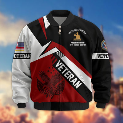 Premium US Veterans Bomber Jacket, Gifts For US Veterans, Gifts On Father's Day, Veterans Day.