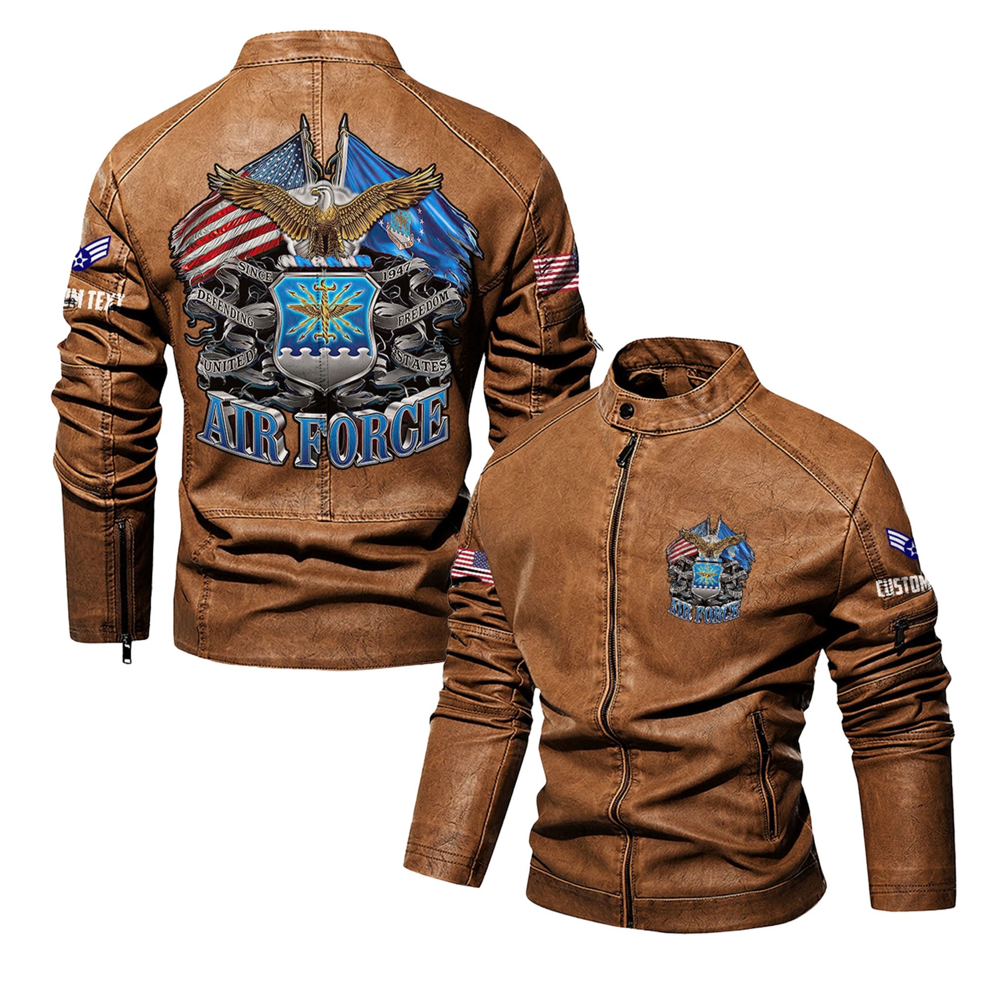 Premium Personalized USAF Veteran Leather Jacket, Gifts For Air Force Veteran, Gifts On Father's Day, Veterans Day.