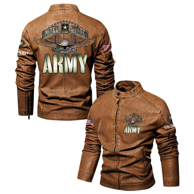 Premium Personalized US Army Veteran Leather Jacket, Gifts For Army Veteran, Gifts On Father's Day, Veterans Day.