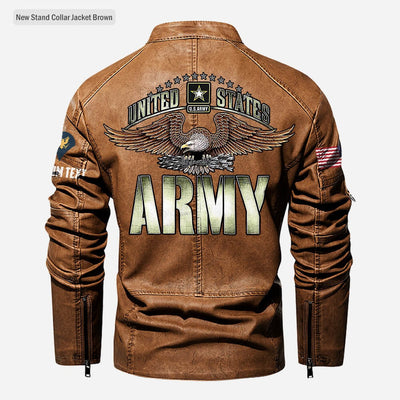 Premium Personalized US Army Veteran Leather Jacket, Gifts For Army Veteran, Gifts On Father's Day, Veterans Day.