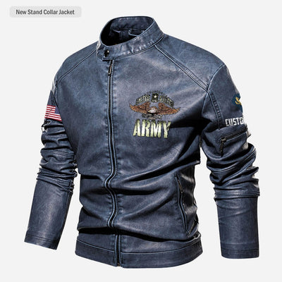 Premium Personalized US Army Veteran Leather Jacket, Gifts For Army Veteran, Gifts On Father's Day, Veterans Day.