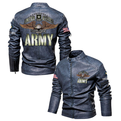 Premium Personalized US Army Veteran Leather Jacket, Gifts For Army Veteran, Gifts On Father's Day, Veterans Day.