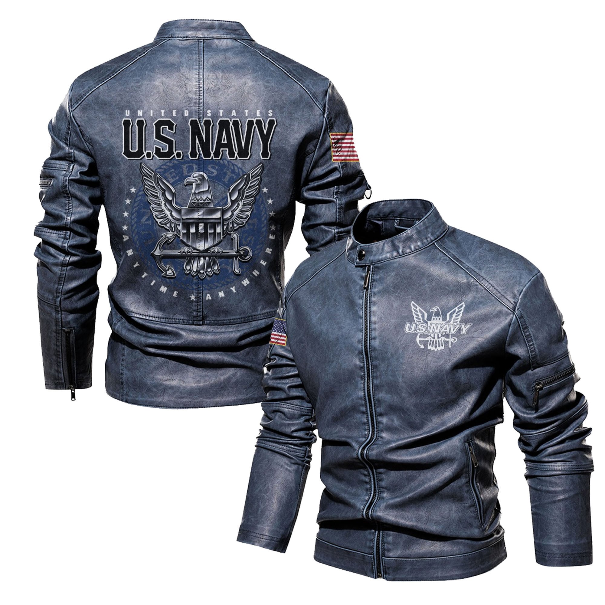 Premium Personalized US Navy Veteran Leather Jacket, Gifts For Navy Veteran, Gifts On Father's Day, Veterans Day.