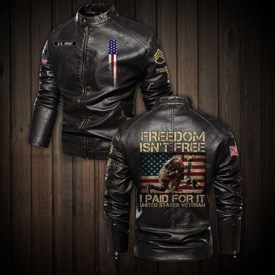 Premium Personalized US Army Veteran Leather Jacket, Gifts For Army Veteran, Gifts On Father's Day, Veterans Day.