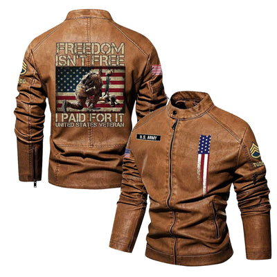 Premium Personalized US Army Veteran Leather Jacket, Gifts For Army Veteran, Gifts On Father's Day, Veterans Day.