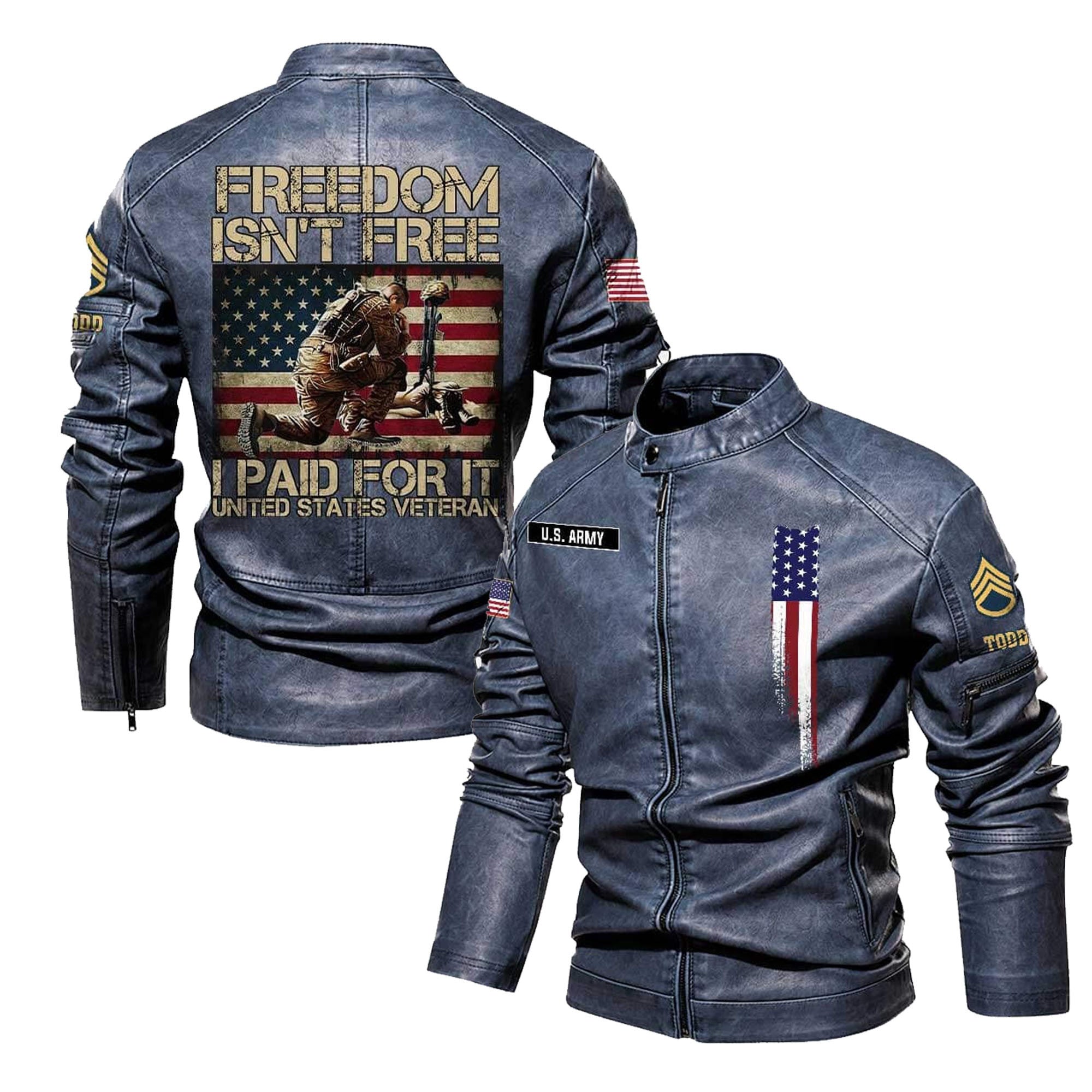Premium Personalized US Army Veteran Leather Jacket, Gifts For Army Veteran, Gifts On Father's Day, Veterans Day.