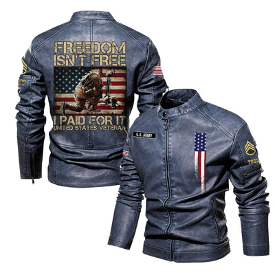 Premium Personalized US Army Veteran Leather Jacket, Gifts For Army Veteran, Gifts On Father's Day, Veterans Day.
