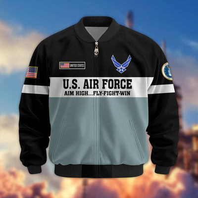 Premium US Veterans Bomber Jacket, Gifts For US Veterans, Gifts On Father's Day, Veterans Day.