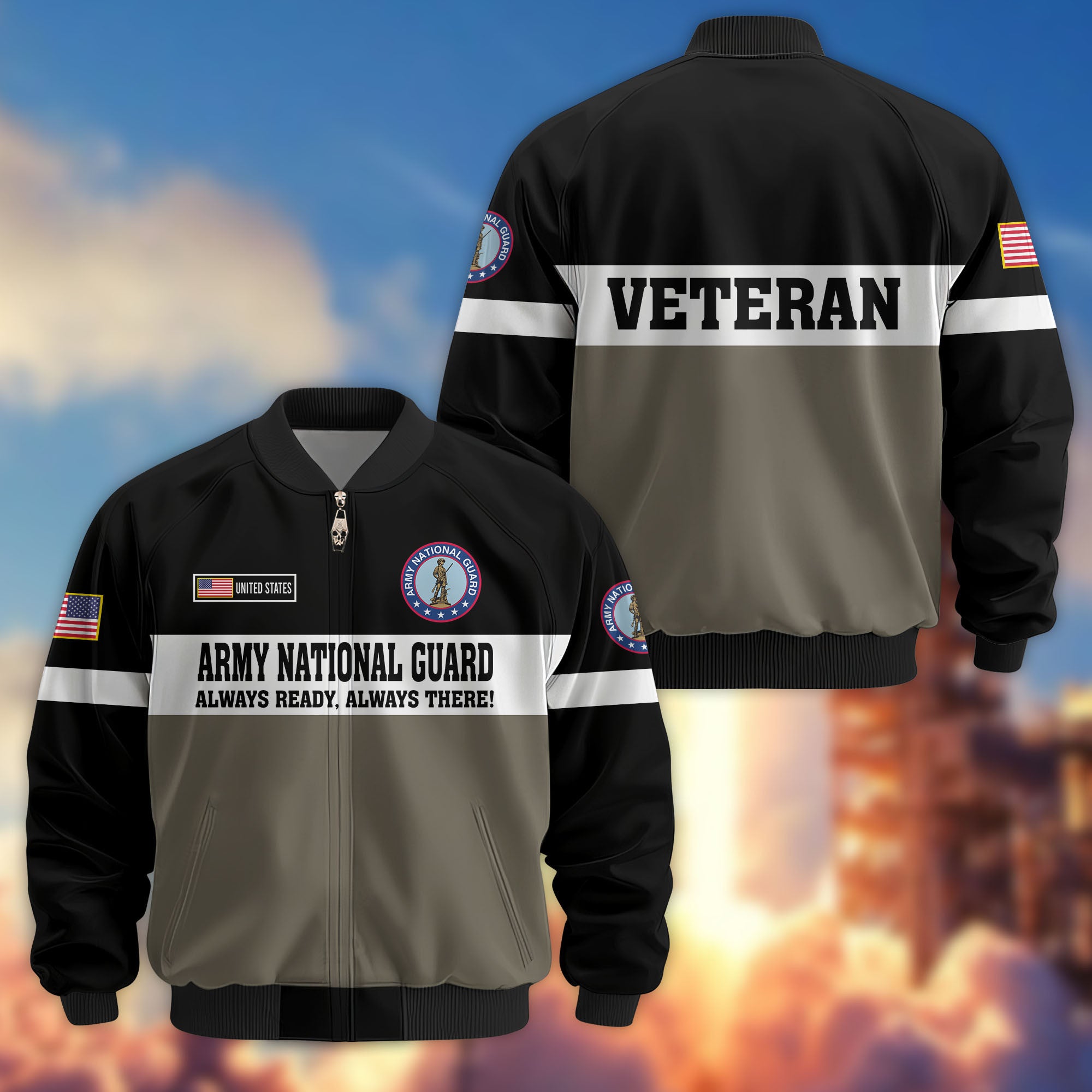 Premium US Veterans Bomber Jacket, Gifts For US Veterans, Gifts On Father's Day, Veterans Day.