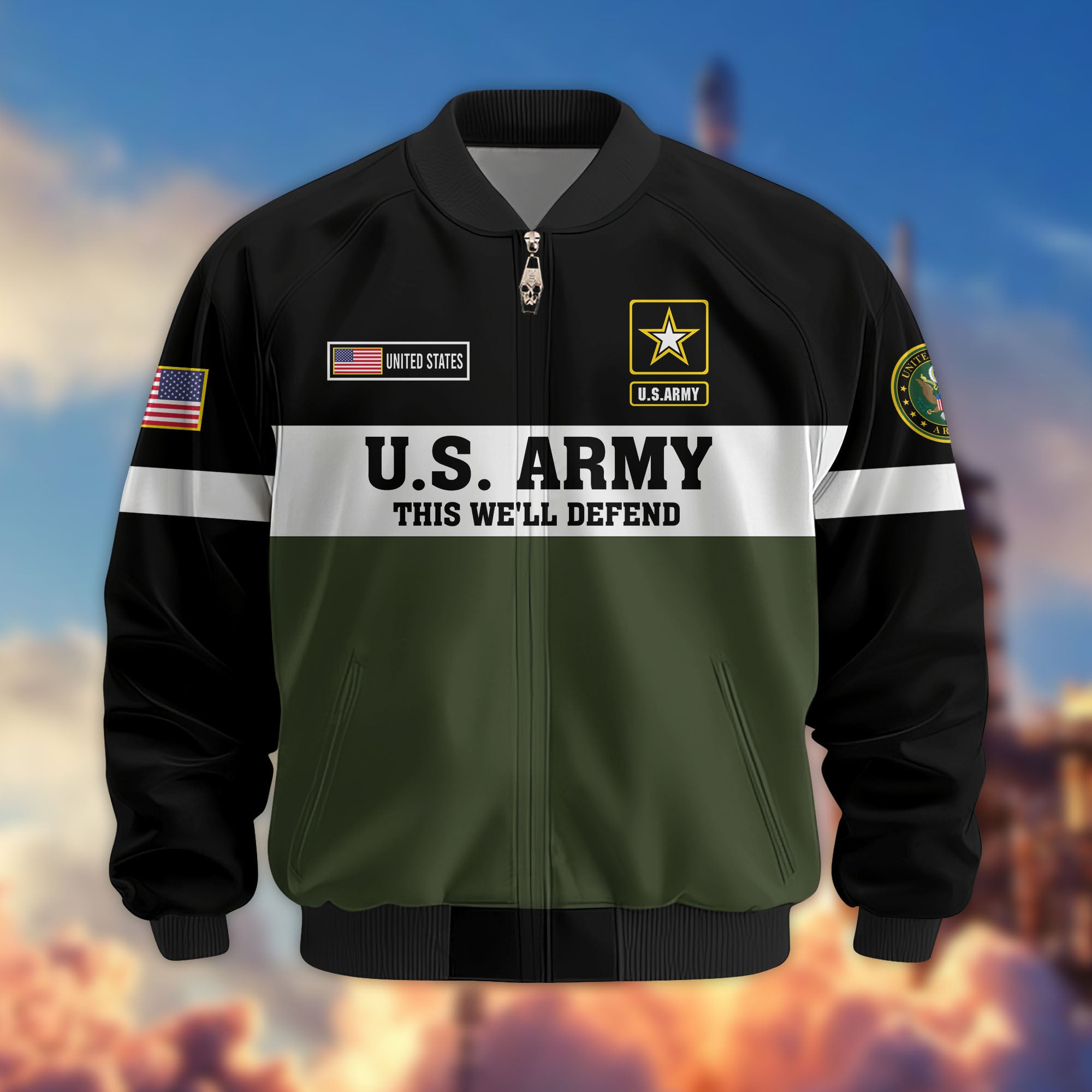 Premium US Veterans Bomber Jacket, Gifts For US Veterans, Gifts On Father's Day, Veterans Day.