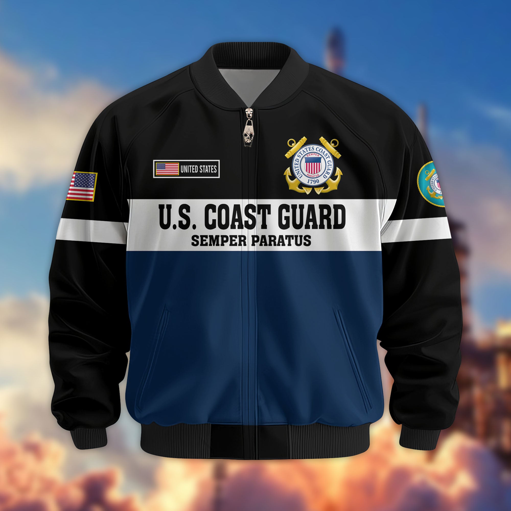 Premium US Veterans Bomber Jacket, Gifts For US Veterans, Gifts On Father's Day, Veterans Day.