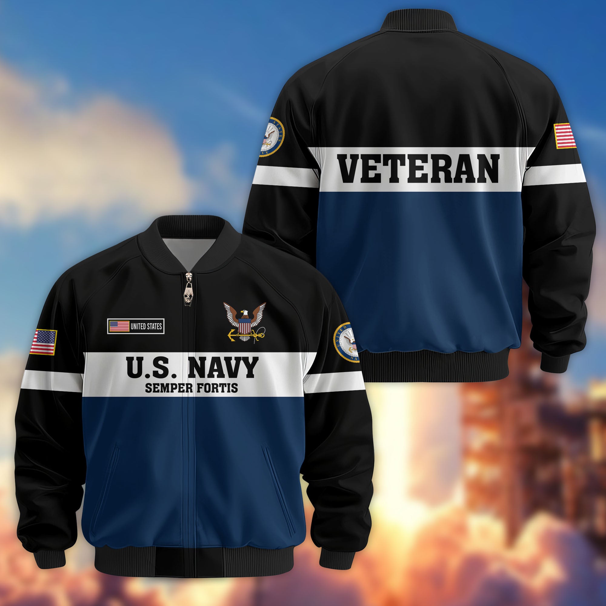 Premium US Veterans Bomber Jacket, Gifts For US Veterans, Gifts On Father's Day, Veterans Day.