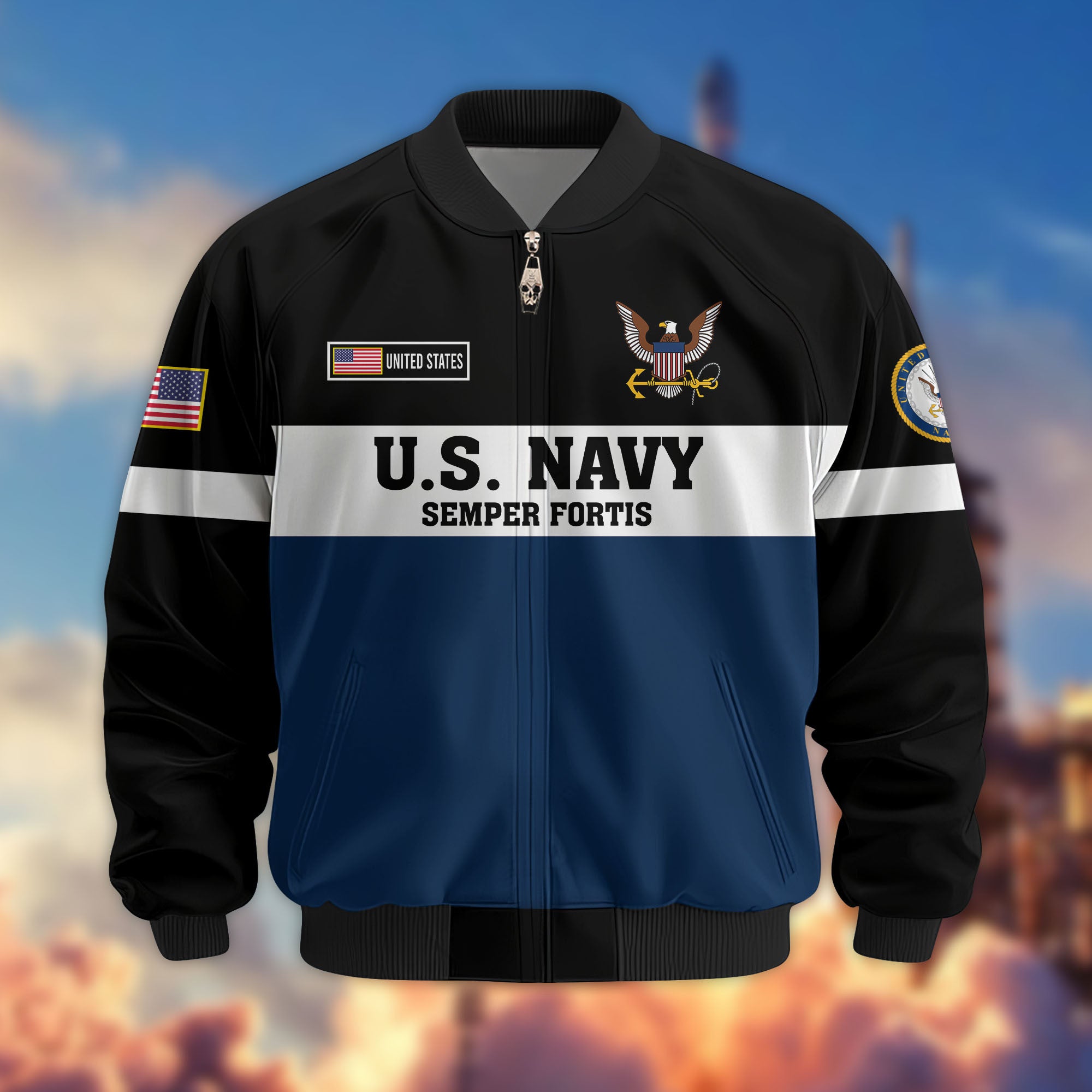 Premium US Veterans Bomber Jacket, Gifts For US Veterans, Gifts On Father's Day, Veterans Day.